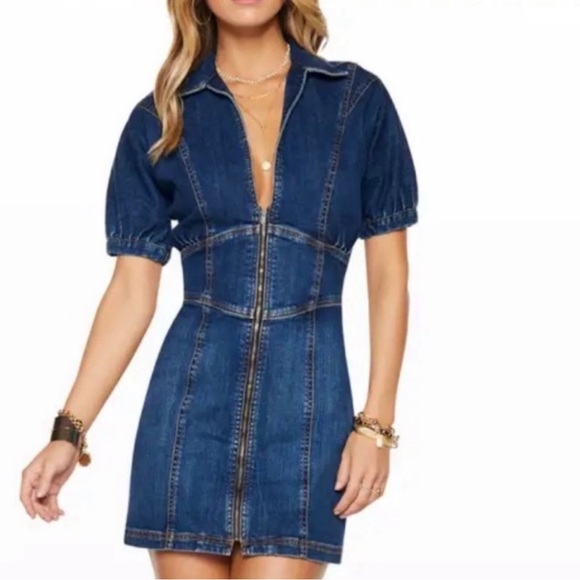 Ramy Brook Dresses & Skirts - Ramy Brook Dark Blue Denim Zip-Front Mini Dress